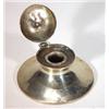 Image 1 : Circular silver inkwell with hinged lid and…