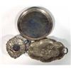 Image 1 : Circular silver dish, twin handled silver d…