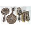 Image 1 : Two silver backed hand mirrors and three br…