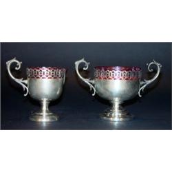 Twin handled silver plated sugar bowl and m…