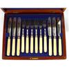 Image 1 : Mahogany cased set of six silver plated fis…