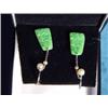 Image 1 : Pair of silver jade drop earrings…