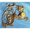 Image 1 : Small box of assorted gold jewellery, watch…