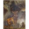 Image 1 : Oil on canvas of a stag and mountains, G.E.…