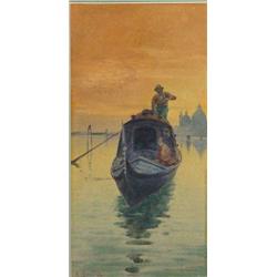 G. Siletta?, watercolour of a gondolier on …