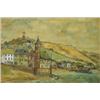 Image 1 : Watercolour of a Continental hillside and t…