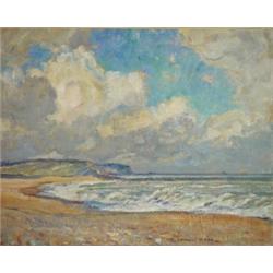 S. Dennant Moss, oil onto canvas of a beach…