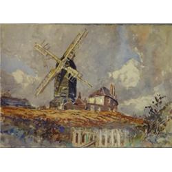 S. Dennant Moss, watercolour of a windmill …