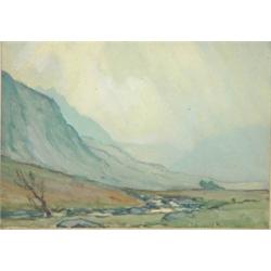 S. Dennant Moss, watercolour of hillsides a…