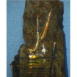 Whitehand 79, oil onto slate of sailing boa…