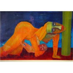 Alf van der Plank, abstract oil 'A Mother a…