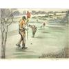 Image 1 : Framed coloured etching 'Golfers on a Golf …