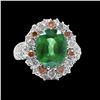 Image 1 : 6.51CT NATURAL CEYLON GREEN SAPPHIRE 14K WHITE GOLD RING