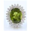 Image 1 : 14K WHITE GOLD RING 5.57GRAM DIAMOND 1.49CT GREEN TOURMALINE OVAL 9.04CT