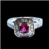 Image 2 : 0.66CT NATURAL CEYLON PINK SAPPHIRE 14K WHITE GOLD RING