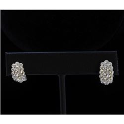 18K White Gold And Diamond Earring Round Shape Diamond(invisible Setting)-2.45ct Weight-5.83 Grams