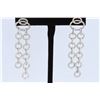 Image 2 : 18K White Gold And Diamond Dangling Earring Round Shape Diamond-3.02ct Weight-12.34 Grams