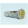 Image 2 : 14K WHITE GOLD RING 4.8 GRAM  DIAMOND 0.66CT YELLOW SAPPHIRE 1.5CT