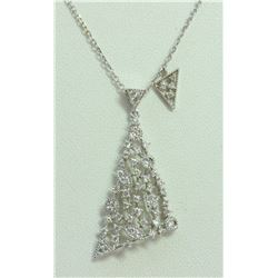 14K WHITE GOLD PENDANT WITH CHAIN 3.82g/Diamond 0.55ct