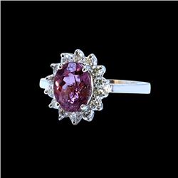 1.85CT NATURAL COLOR CHANGE GARNET 14K WHITE GOLD RING