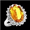 Image 1 : 8.20CT NATURAL CEYLON YELLOW SAPPHIRE 14K WHITE GOLD RING