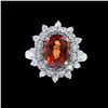 Image 1 : 4.25CT NATURAL MALAYA GARNET 14K White GOLD RING