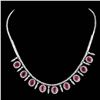 Image 2 : GIA 12.20CT NATURAL RUBY 14K WHITE GOLD NECKLACE