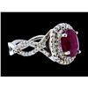 Image 2 : GIA 4.08CT NATURAL RUBY 14K WHITE GOLD RING