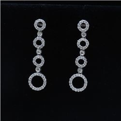 18k White Gold And Diamond Dangling Earring Round Shape Diamond- 1.37ct Weight- 6 Grams