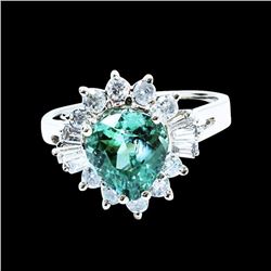 2.52CT NATURAL COPPER BEARING PARAIBA TOURMALINE 14K WHITE GOLD RING