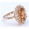 Image 2 : 14K ROSE GOLD RING 5.97GRAM DIAMOND 0.69CT IMPERIAL TOPAZ 3.83CT