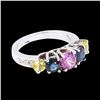 Image 2 : 1.91CT NATURAL CEYLON BLUE AND PINK SAPPHIRE 14K WHITE GOLD RING