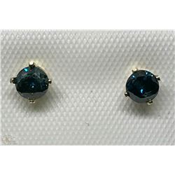 #1-14KT WHITE GOLD BLUE DIAMOND  EARRINGS