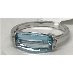 #5-10KT WHITE GOLD DIAMOND & TOPAZ(3.4CT) RING