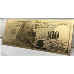 #7-24KT YELLOW GOLD FOIL AMERICAN 100 DOLLAR