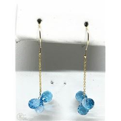 #12-14KT YELLOW GOLD BLUE TOPAZ EARRINGS