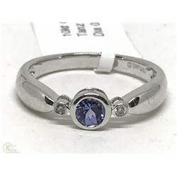 #16-10KT WHITE GOLD TANZANITE DIAMOND RING