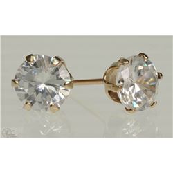 #33-10 KT. YELLOW GOLD CUBIC ZIRCONIA EARRINGS