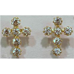 #35-14KT YELLOW GOLD CUBIC ZIRCONIA EARRINGS