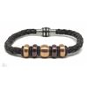 Image 1 : #42-STAINLESS STEEL BROWN LEATHER BRACELET