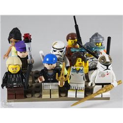 COLLECTION OF 10 LEGO MINI FIGS INCL STAR WARS &