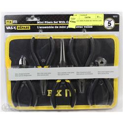 5 PIECE MINI PLIERS SET WITH CASE