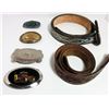 Image 1 : LOT OF 4 BELT BUCKLES & 2 TOOLED BELTS