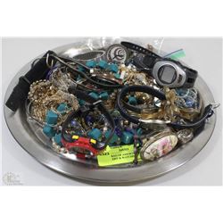 LARGE BAG OF ASSORTED FASHION JEWELRY & WATCHES