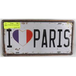 99) I LOVE PARIS NEW TIN LICENSE PLATE