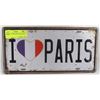 Image 1 : 99) I LOVE PARIS NEW TIN LICENSE PLATE
