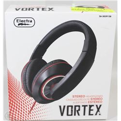 NEW BLACK  VORTEX STEREO HEADPHONES WITH STEREO