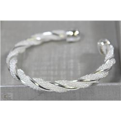 SILVER PLATED FILLED TWISTED MESH OPEN BANGLE