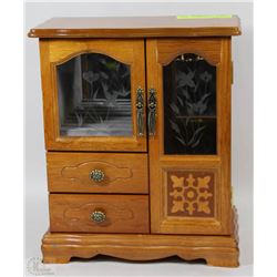 VINTAGE WOOD JEWELRY BOX - 11"X10"