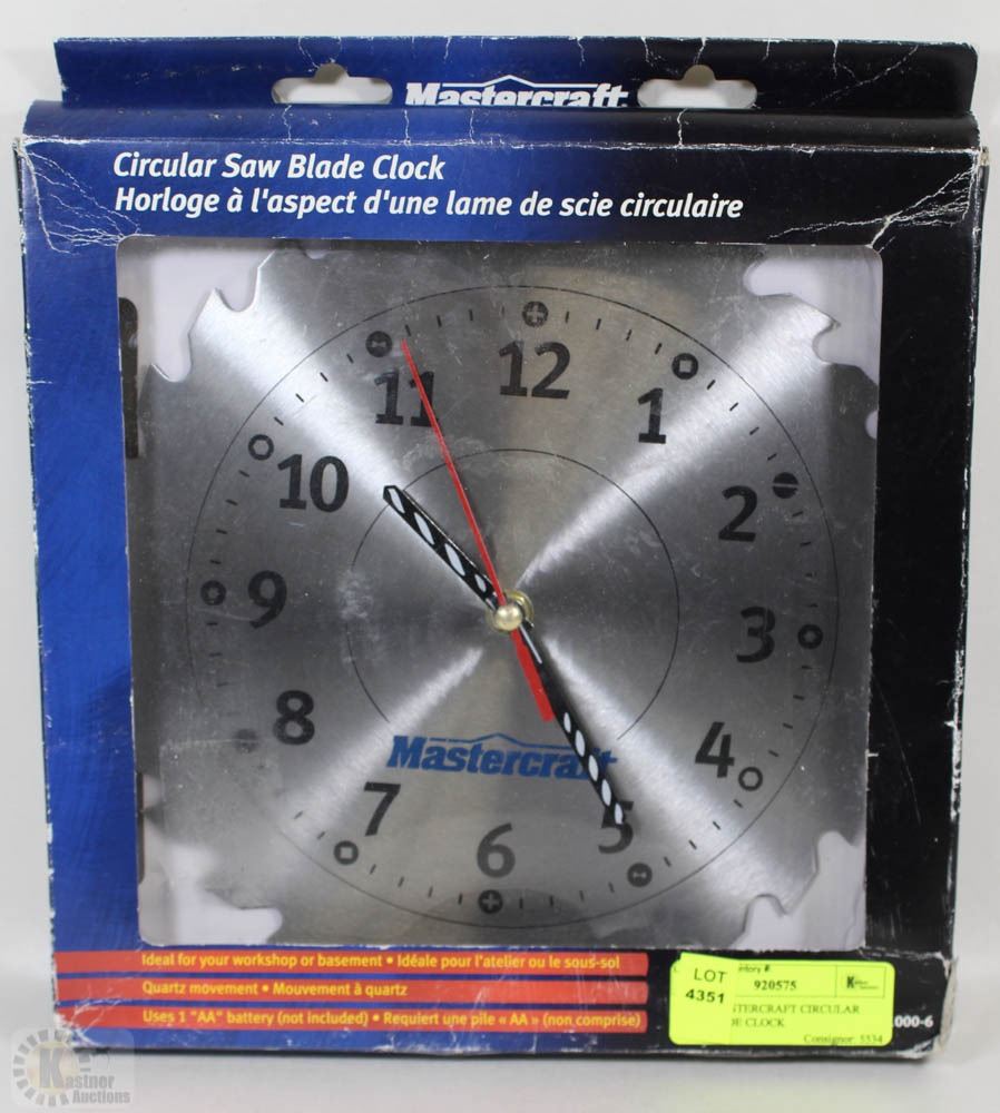 NEW MASTERCRAFT CIRCULAR SAW BLADE CLOCK